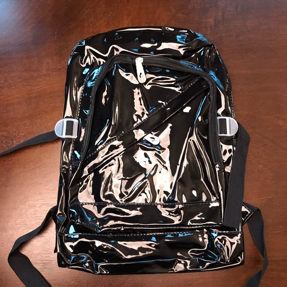 Transparent Clear PU Leather Backpack - Black